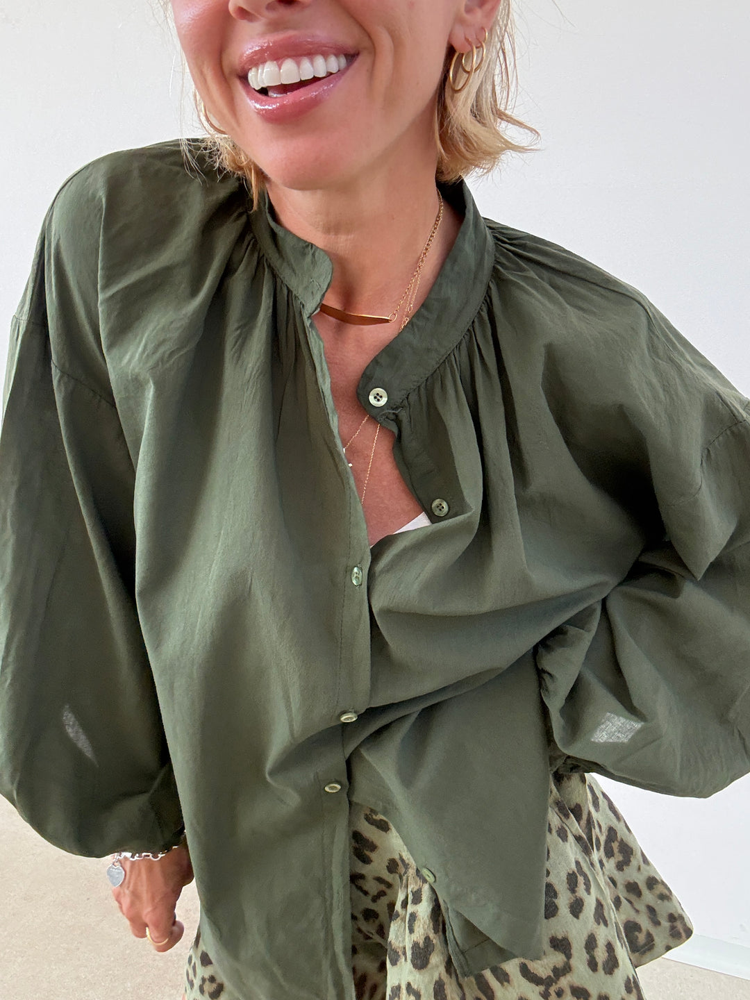 CAMICIA MUSSOLA VERDE SCURO