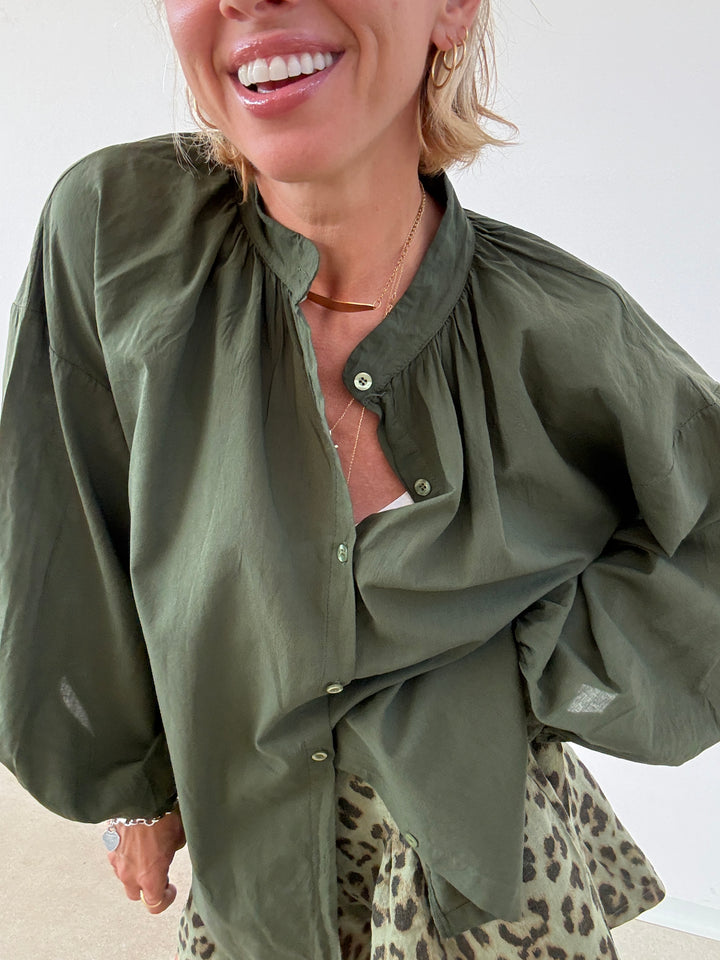 CAMICIA MUSSOLA VERDE SCURO