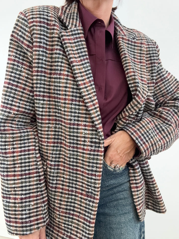 GIACCA VICHY NERO/BORDEAUX