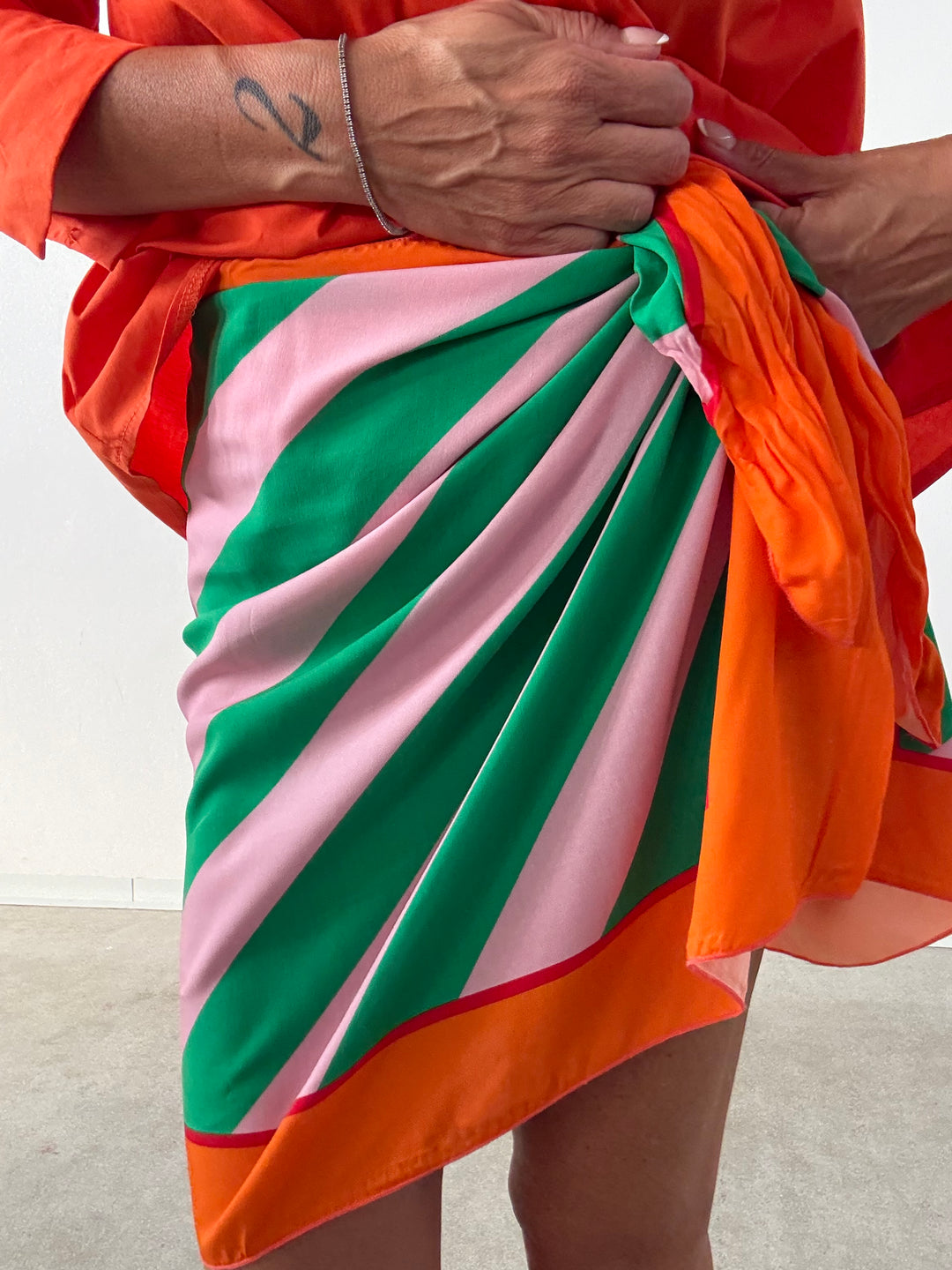 GONNA PAREO RIGHE ARANCIO/ROSA/VERDE