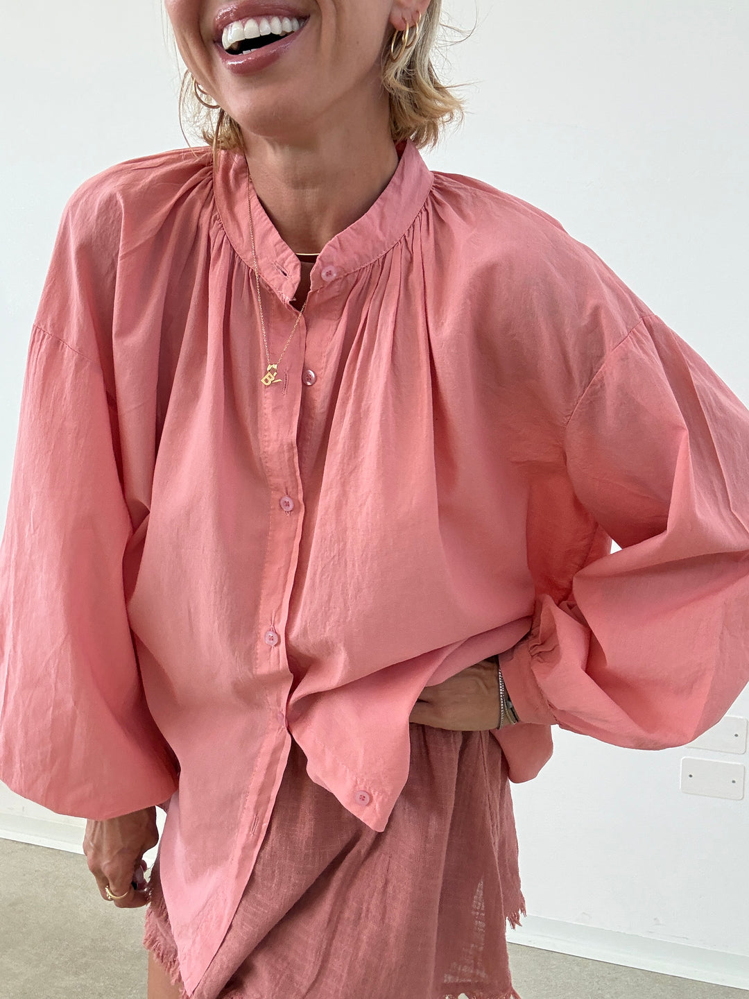 CAMICIA MUSSOLA ROSA CONFETTO