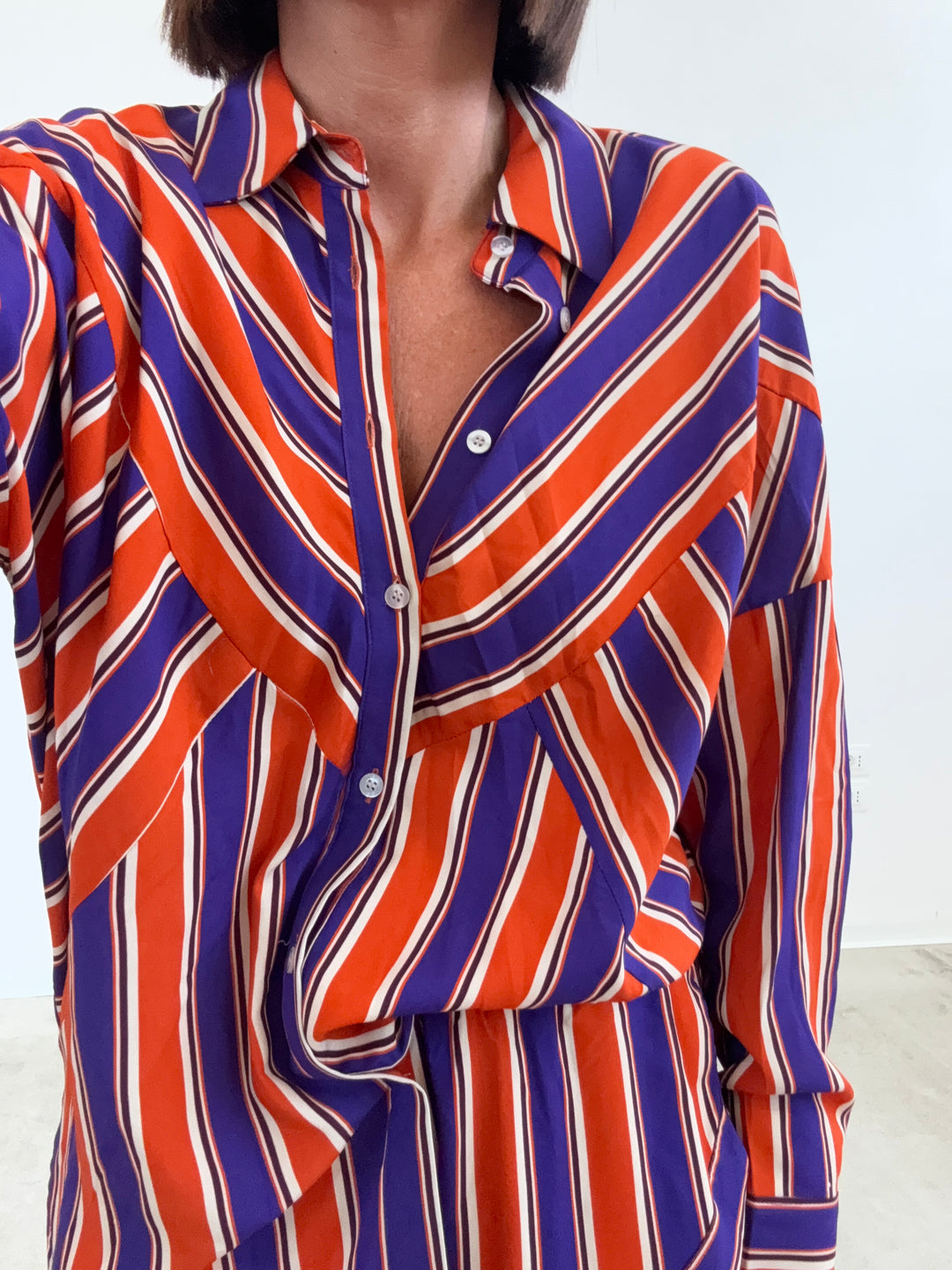 CAMICIA RIGHE MIX ARANCIO