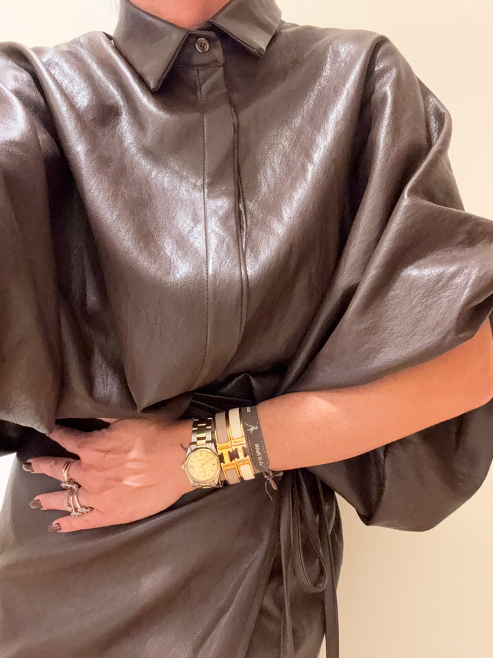 CAMICIA ECOPELLE MARRONE