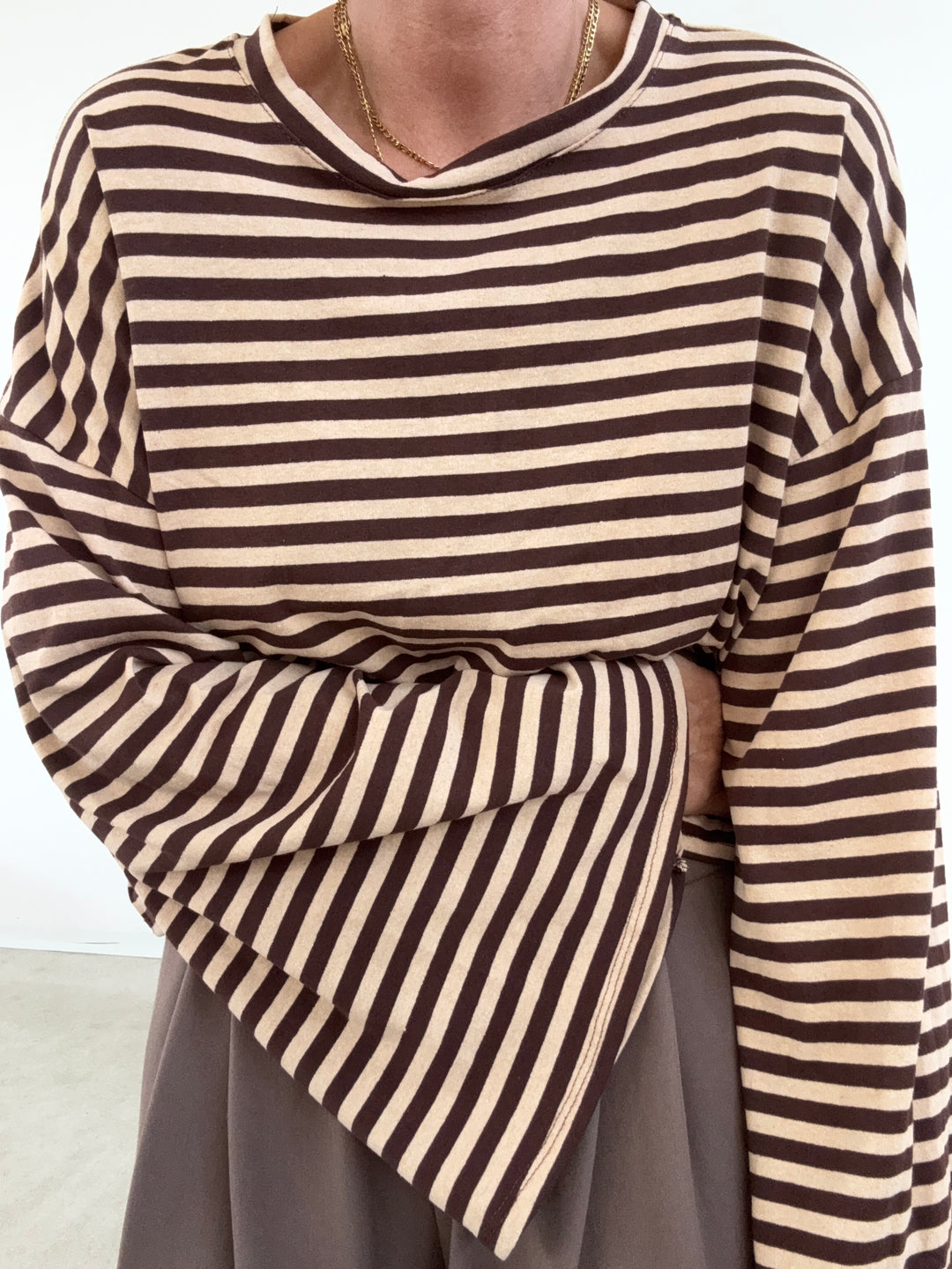 TSHIRT CAMILLA RIGHE MORO/CREMA