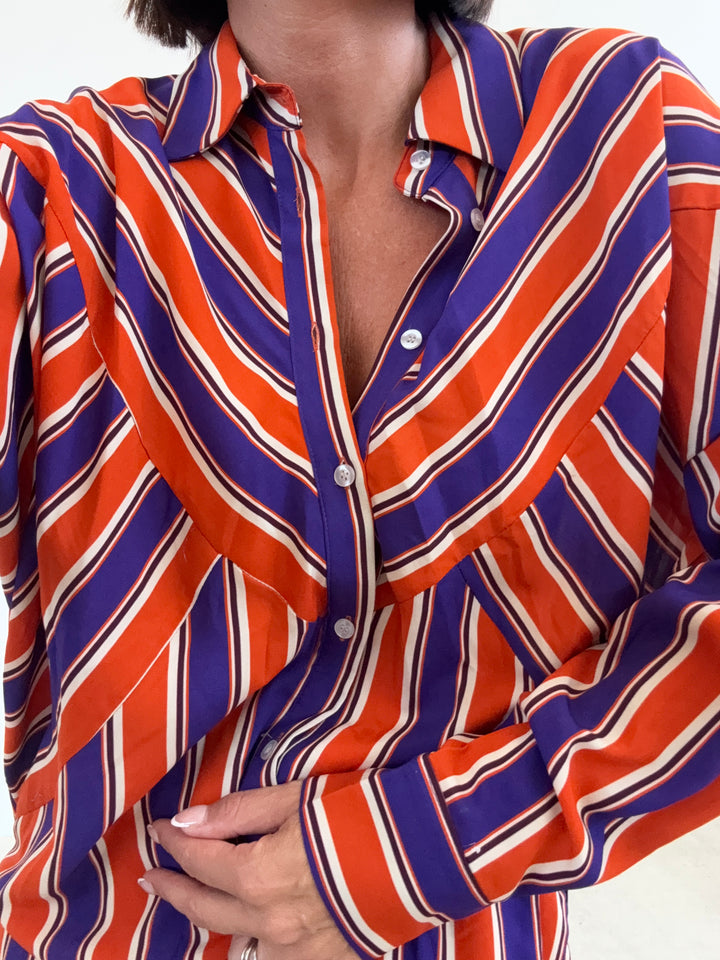 CAMICIA RIGHE MIX ARANCIO