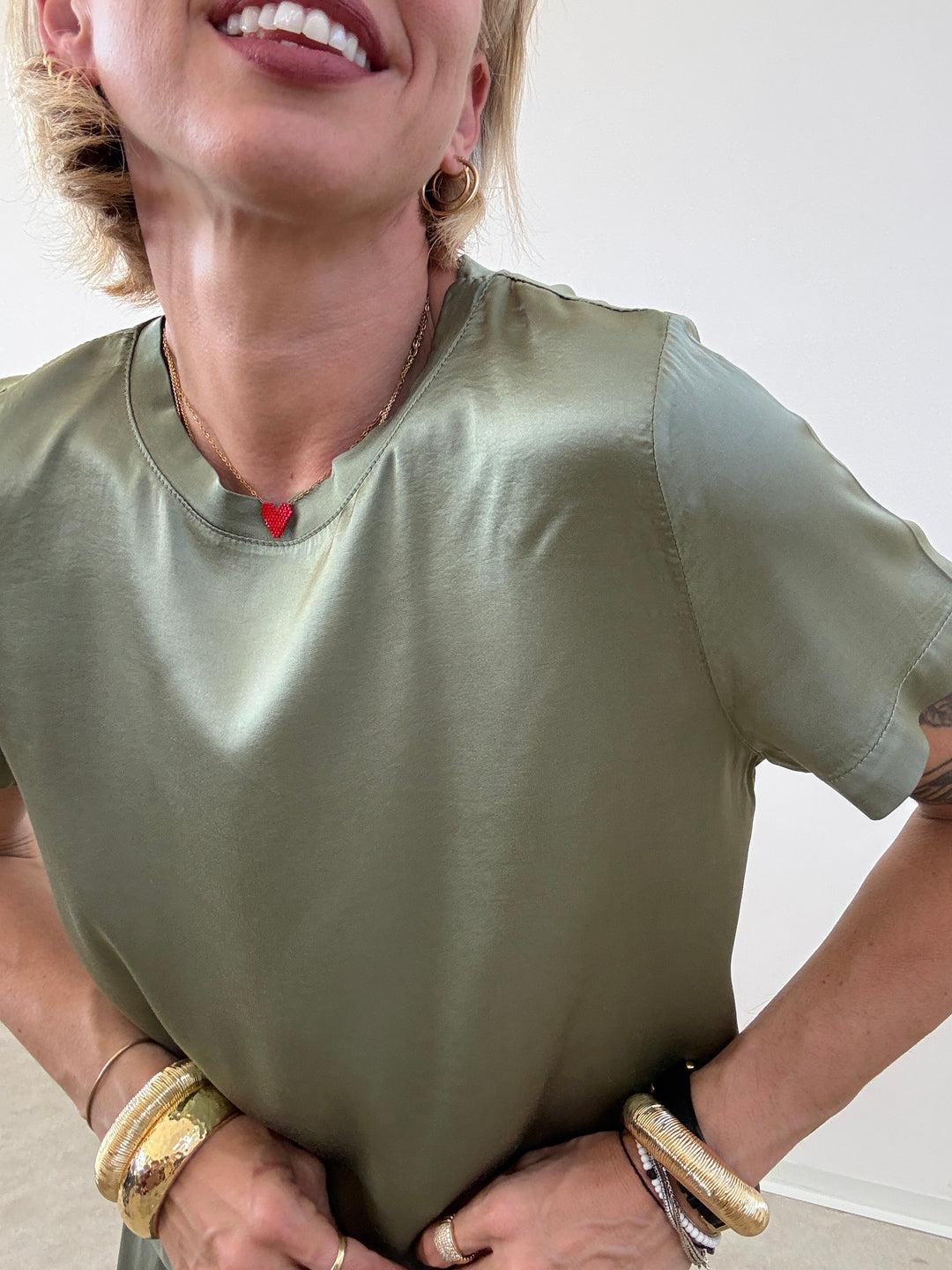 TSHIRT BETTA SATIN MILITARE