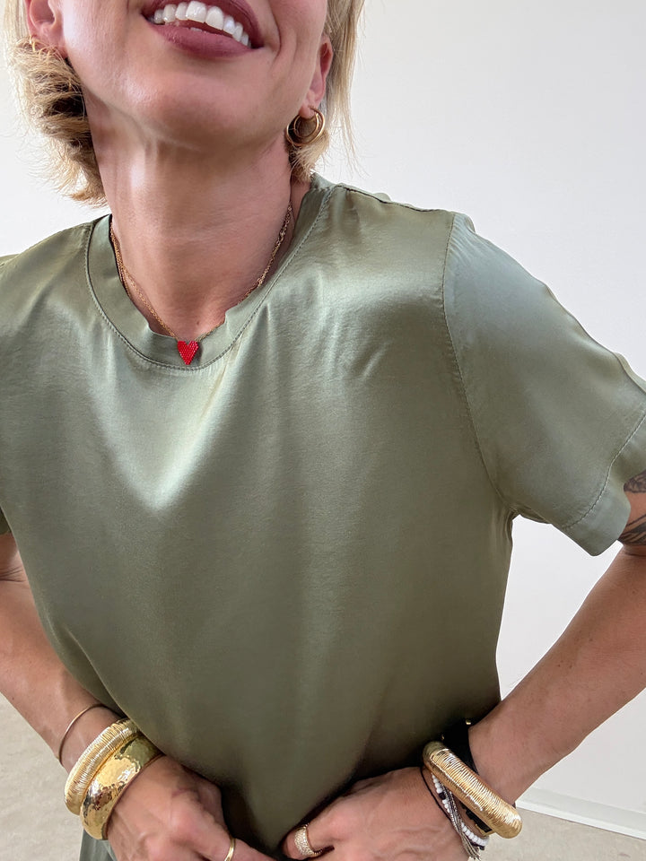 TSHIRT BETTA SATIN MILITARE