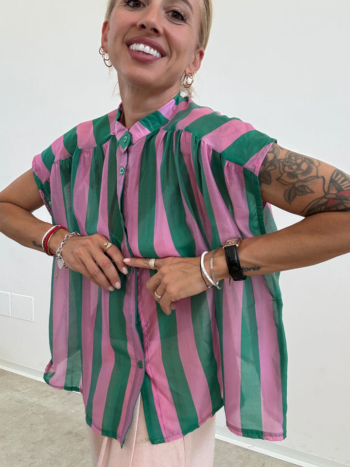 CAMICIA GIROMANICA RIGHE TIFFANY/CICLAMINO
