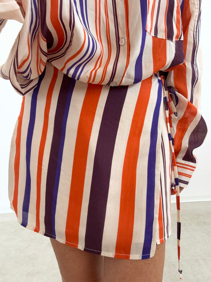 GONNA  PAREO RIGHE VERT ARANCIO VIOLA
