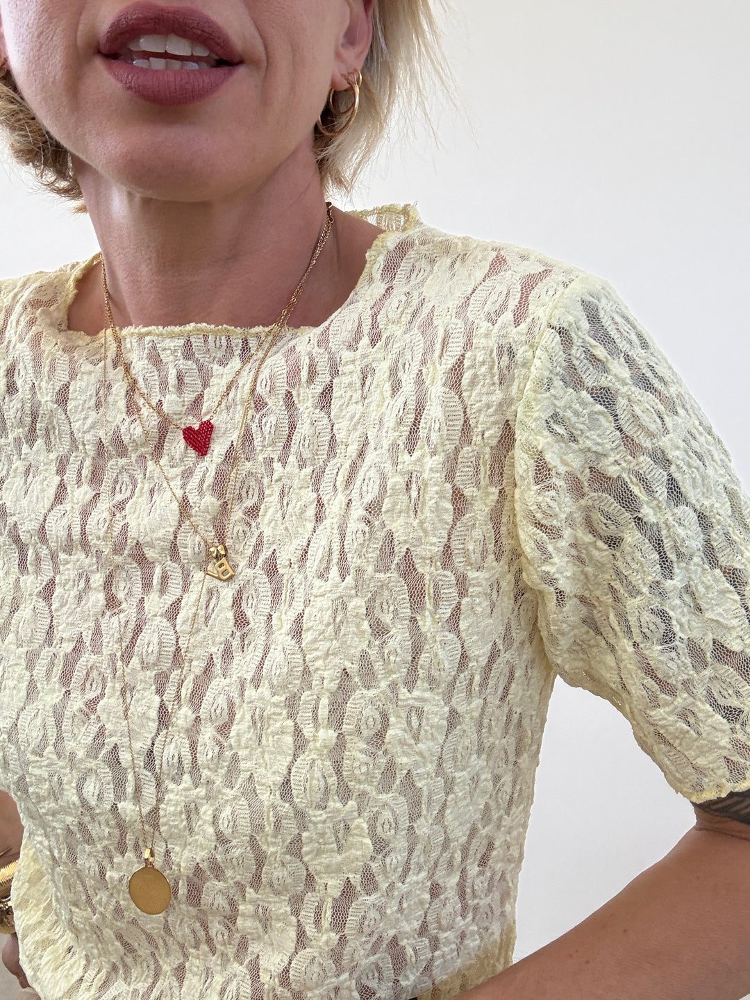 TSHIRT CRISTINA M/CORTA PIZZO LEMON
