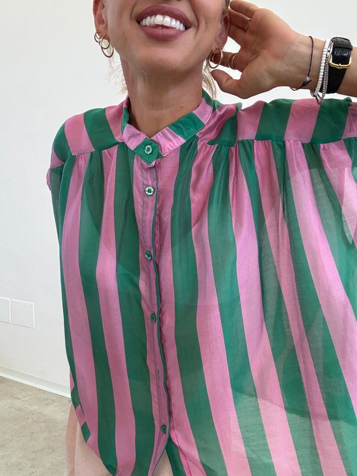 CAMICIA GIROMANICA RIGHE TIFFANY/CICLAMINO