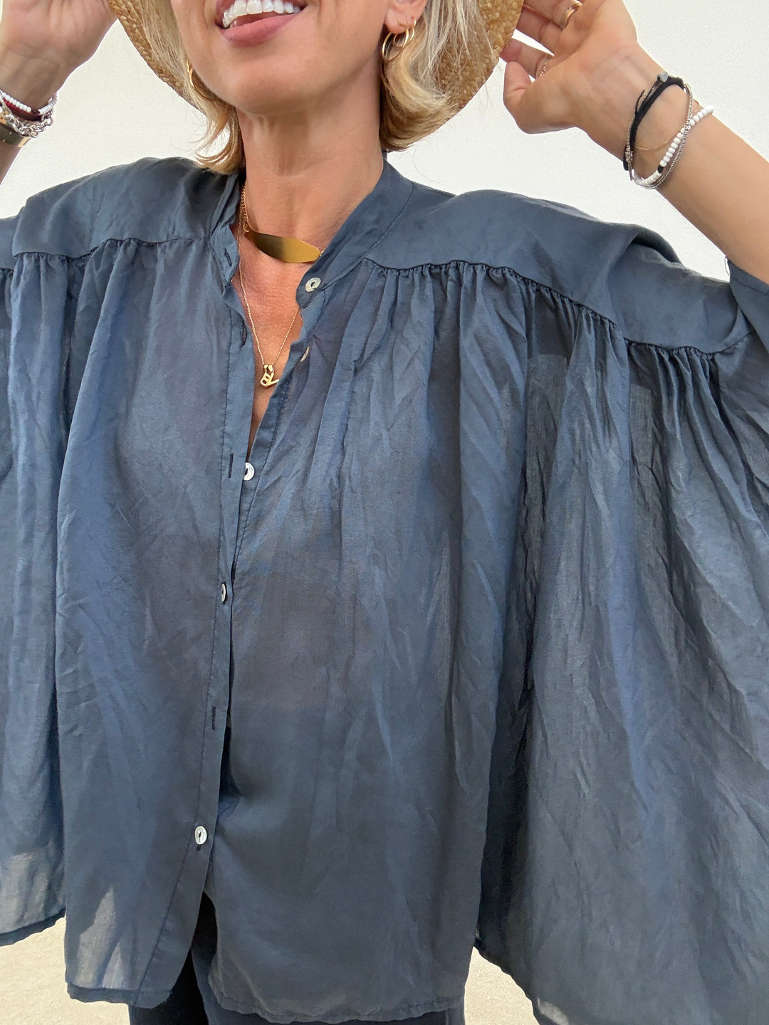 CAMICIA SCATOLA ORGANZA BLU