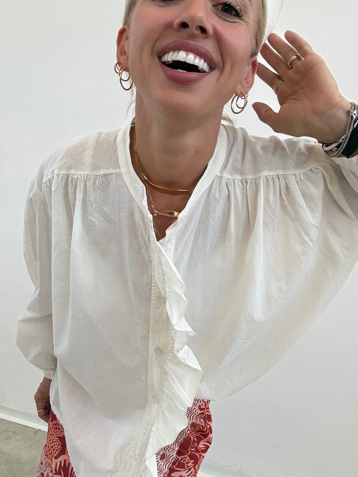 CAMICIA MUSSOLA LATTE ROUCHES