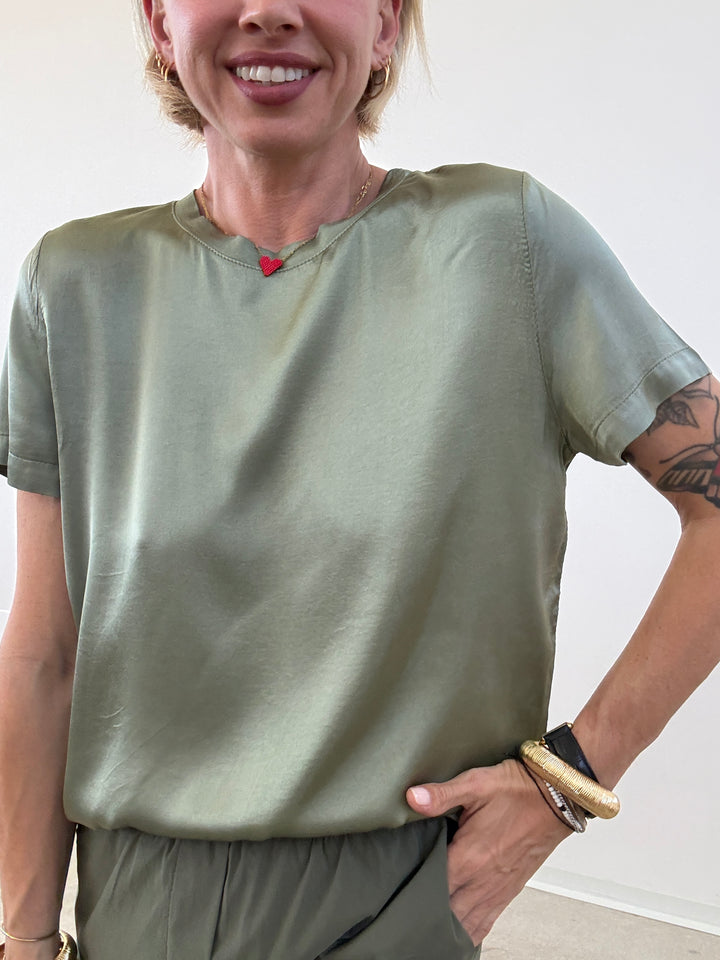 TSHIRT BETTA SATIN MILITARE