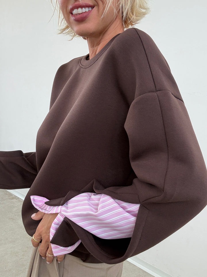 FELPA MANICA CAMICIA CIOCCO