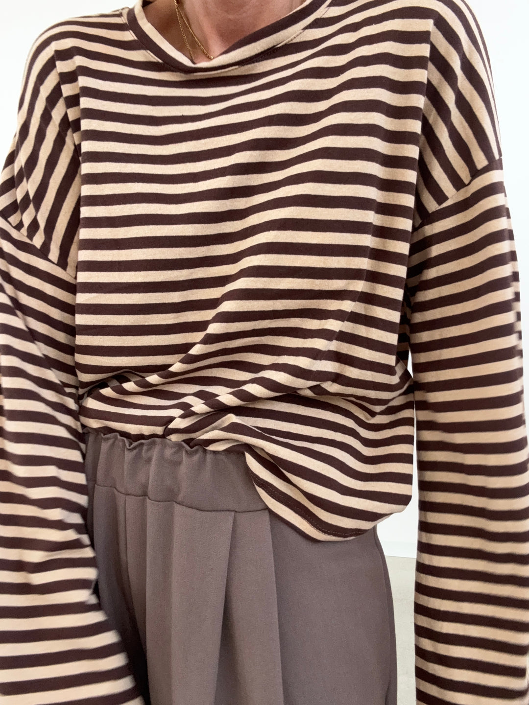 TSHIRT CAMILLA RIGHE MORO/CREMA