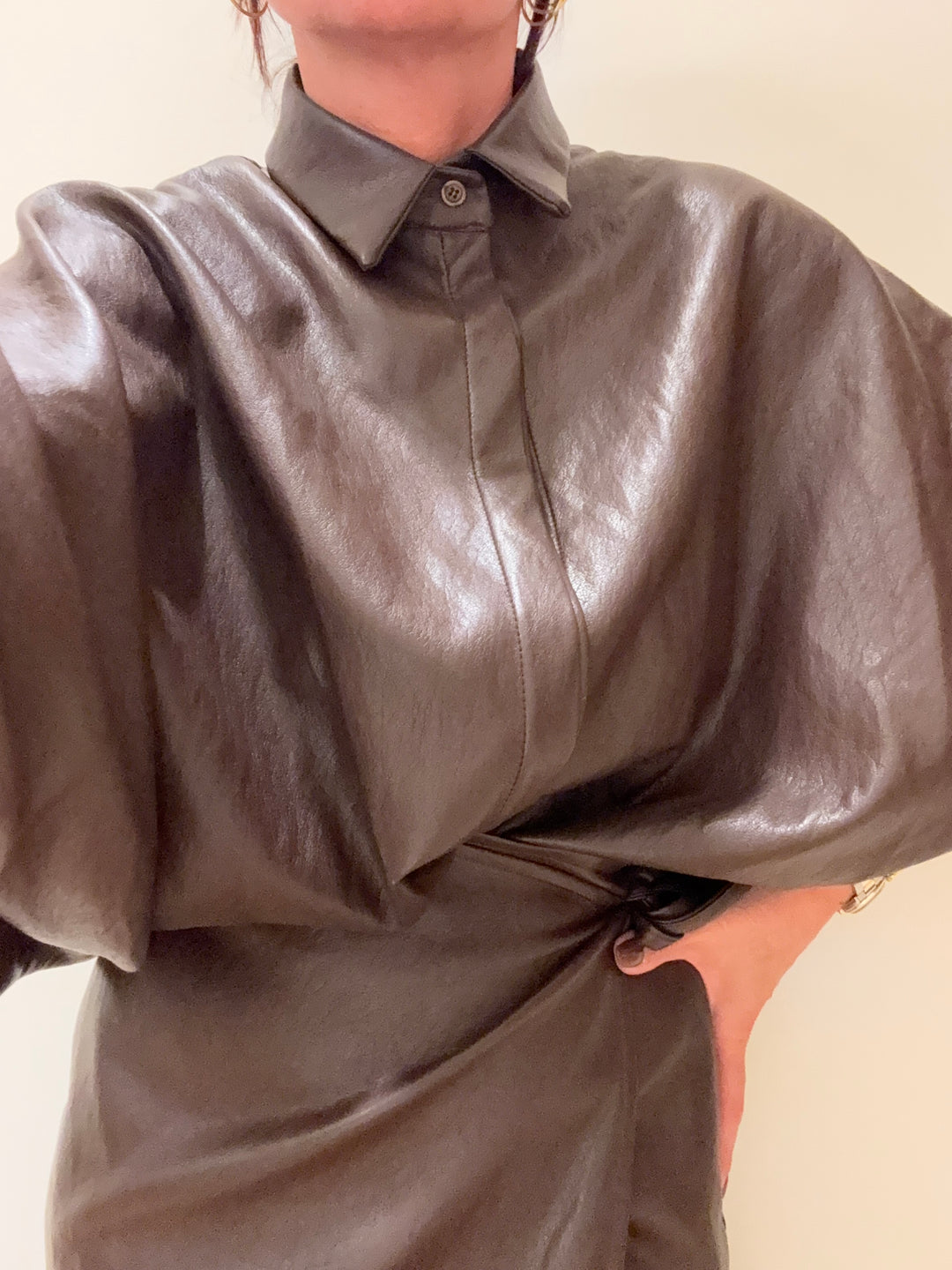 CAMICIA ECOPELLE MARRONE