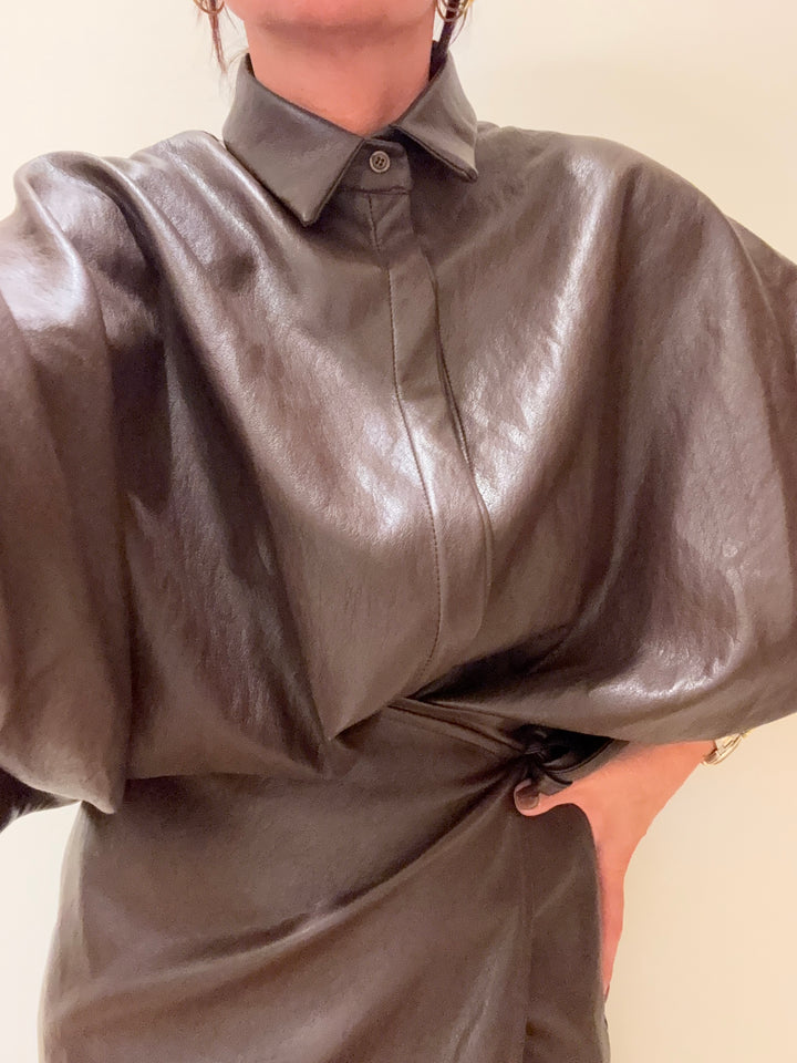 CAMICIA ECOPELLE MARRONE