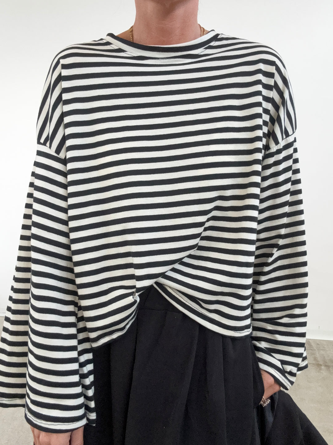 TSHIRT CAMILLA RIGHE BIANCO/NERO