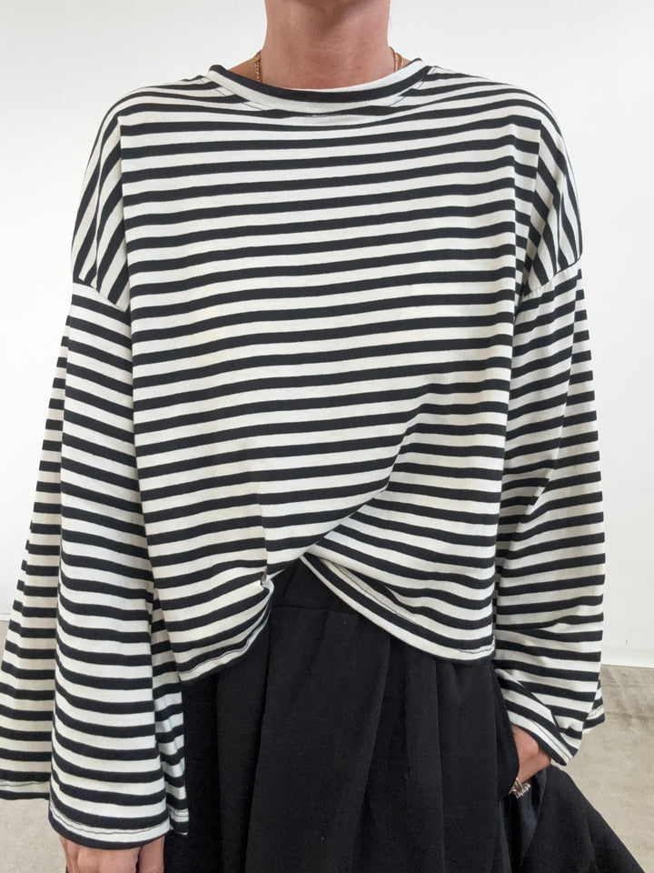 TSHIRT CAMILLA RIGHE BIANCO/NERO
