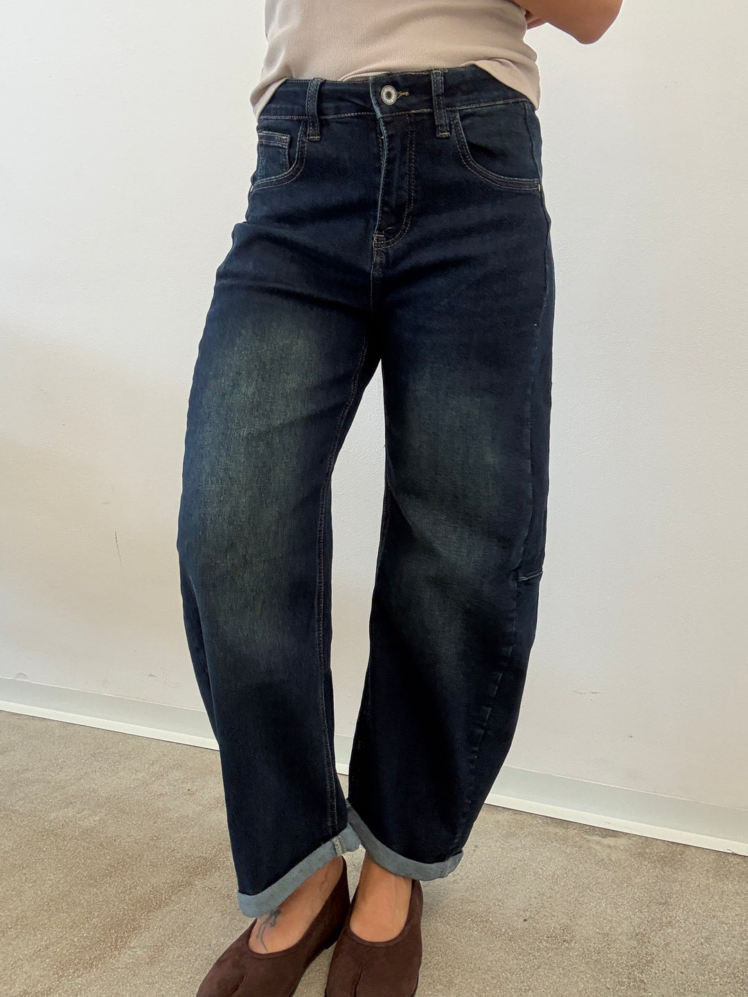 DENIM ANITA BARREL STONEWASH BLU SCURO