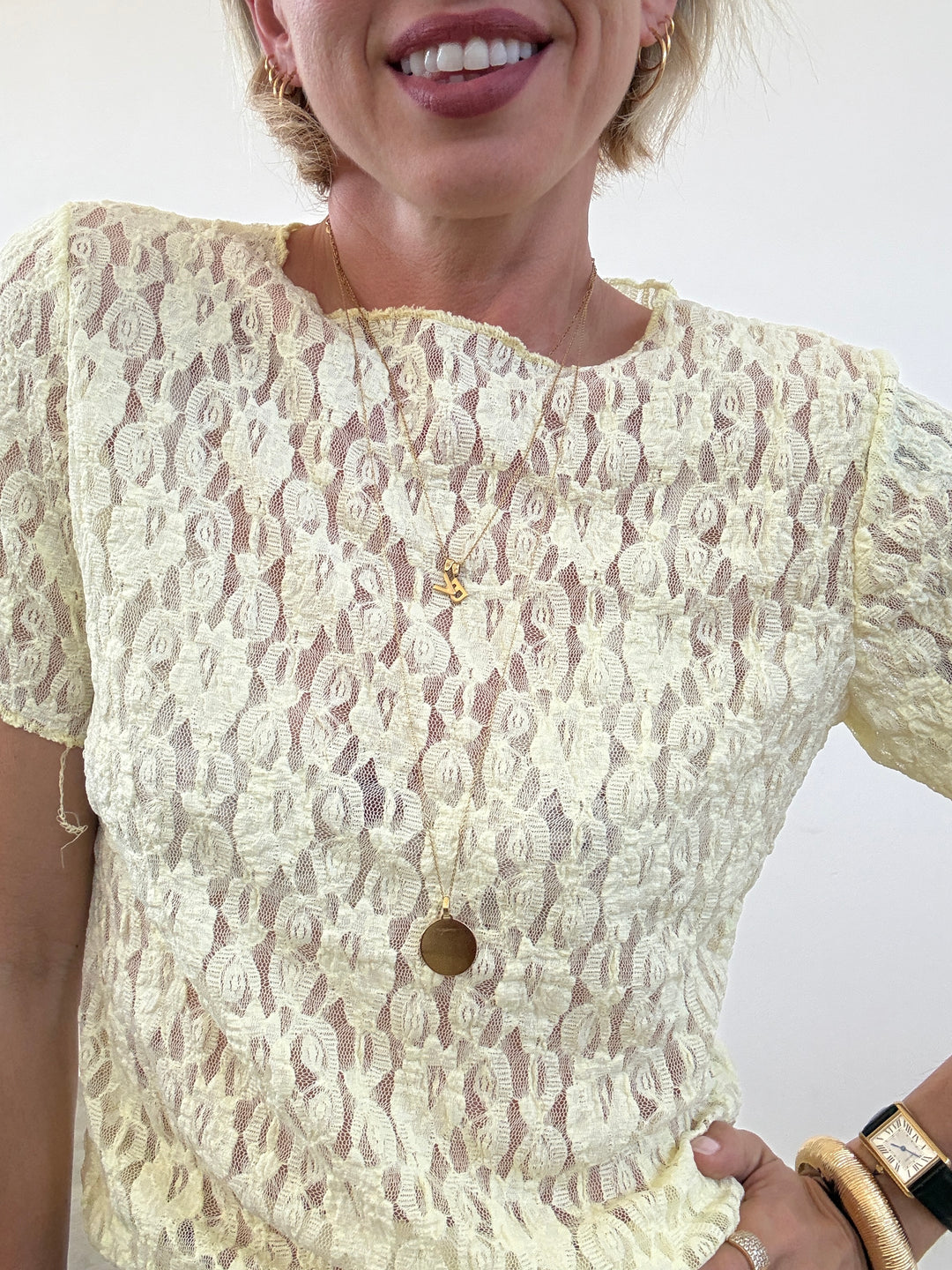 TSHIRT CRISTINA M/CORTA PIZZO LEMON