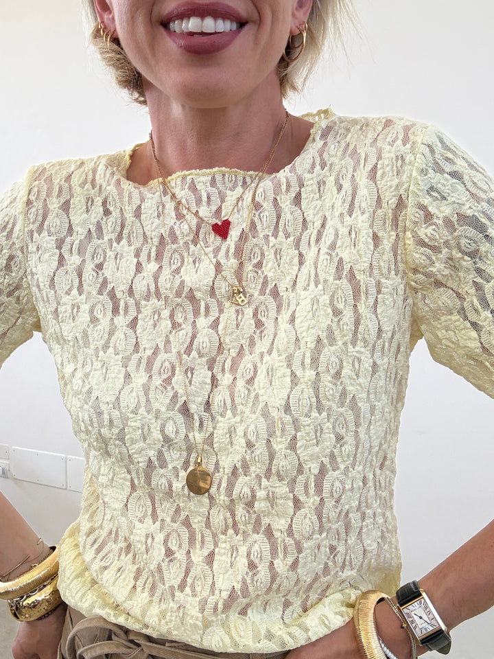 TSHIRT CRISTINA M/CORTA PIZZO LEMON