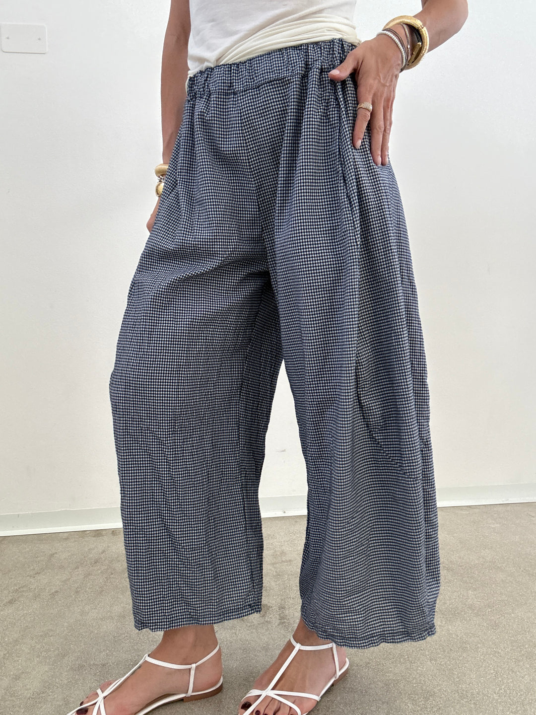 PANTALONE MARIANNA VICHY BLU
