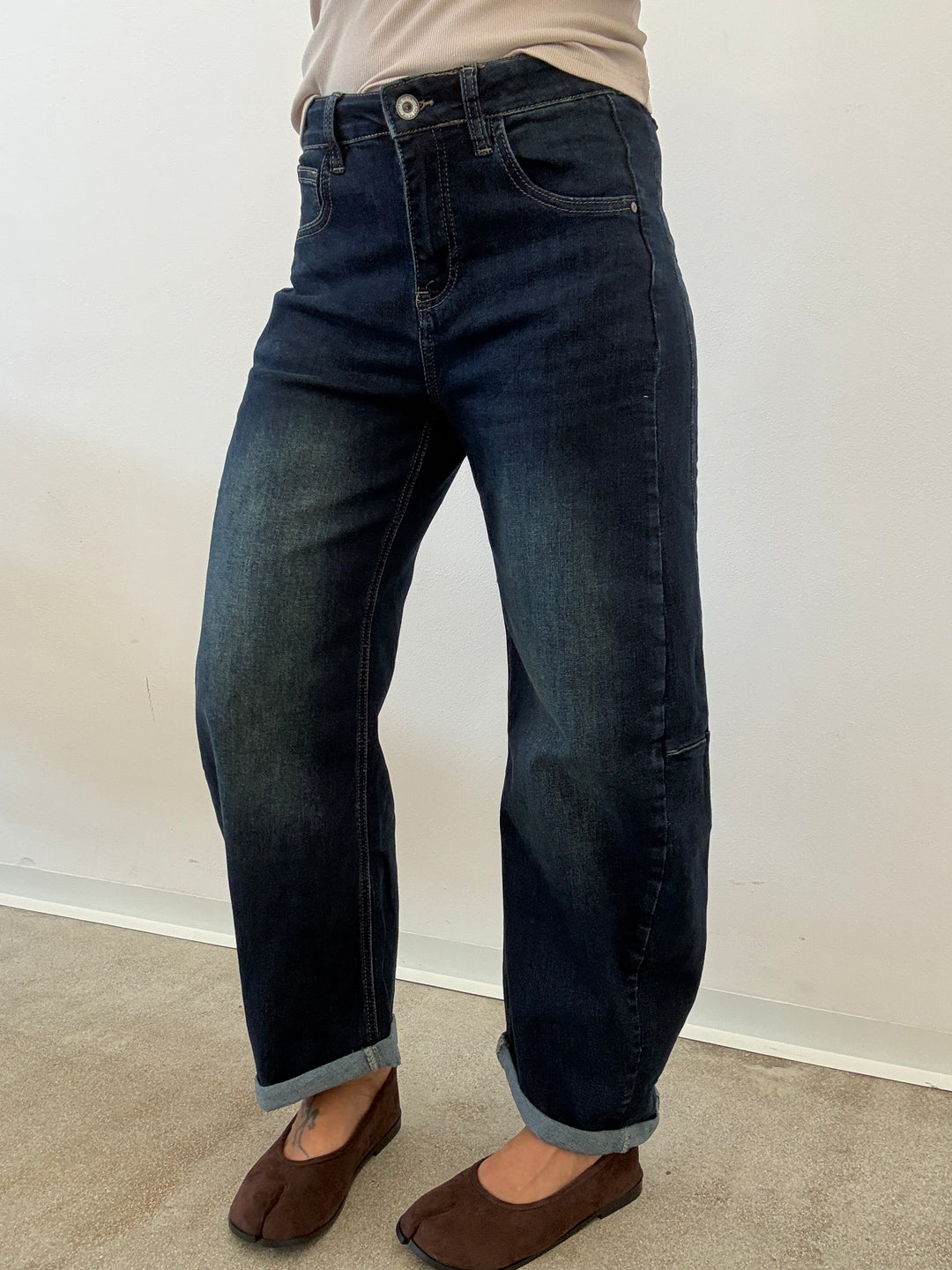 DENIM ANITA BARREL STONEWASH BLU SCURO