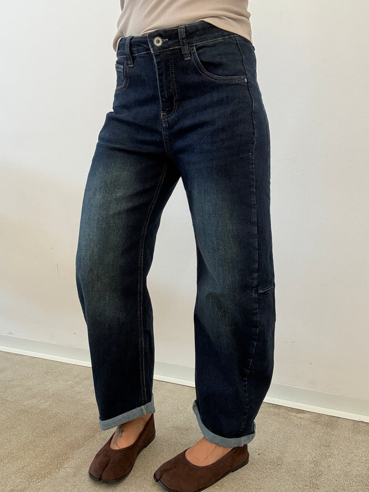 DENIM ANITA BARREL STONEWASH BLU SCURO
