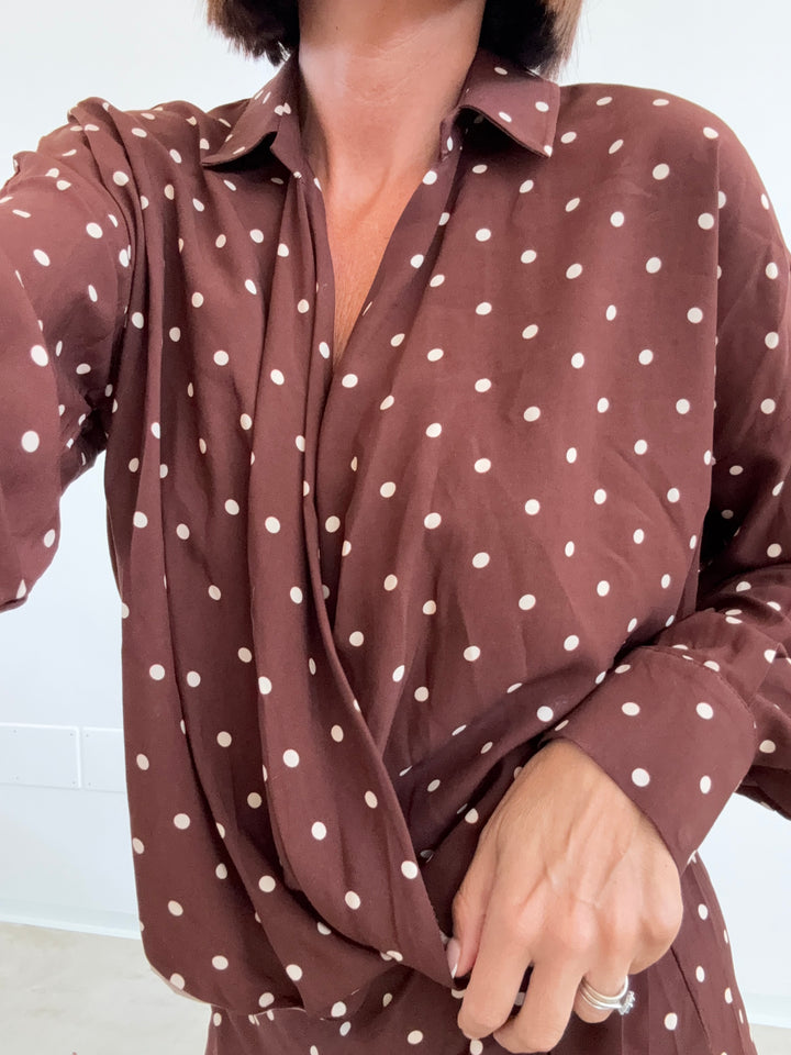 CAMICIA POIS MARRONE