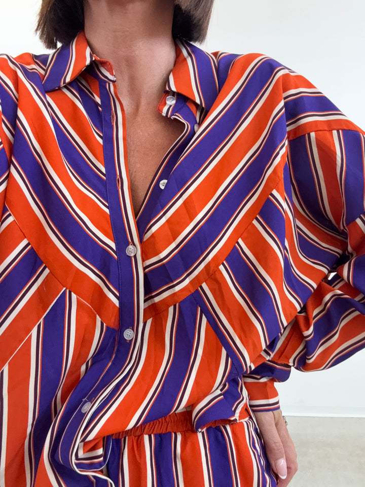 CAMICIA RIGHE MIX ARANCIO