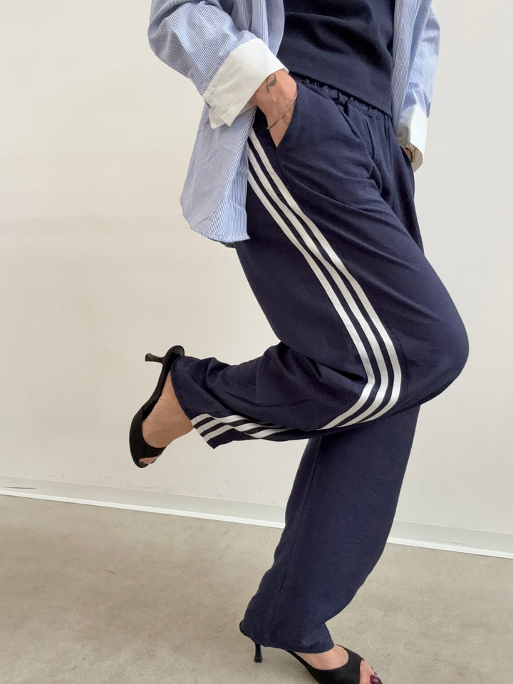 PANTA AISHA VISCOSA BLU/BIANCO