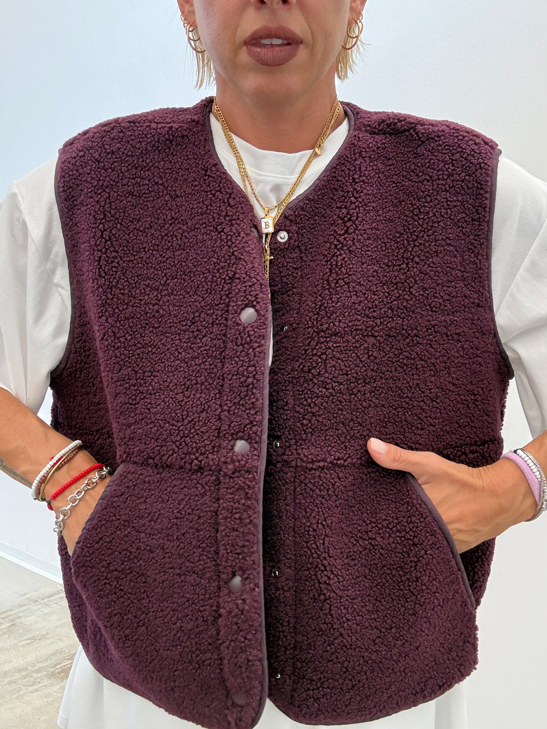 GILET TEDDY BORGOGNA