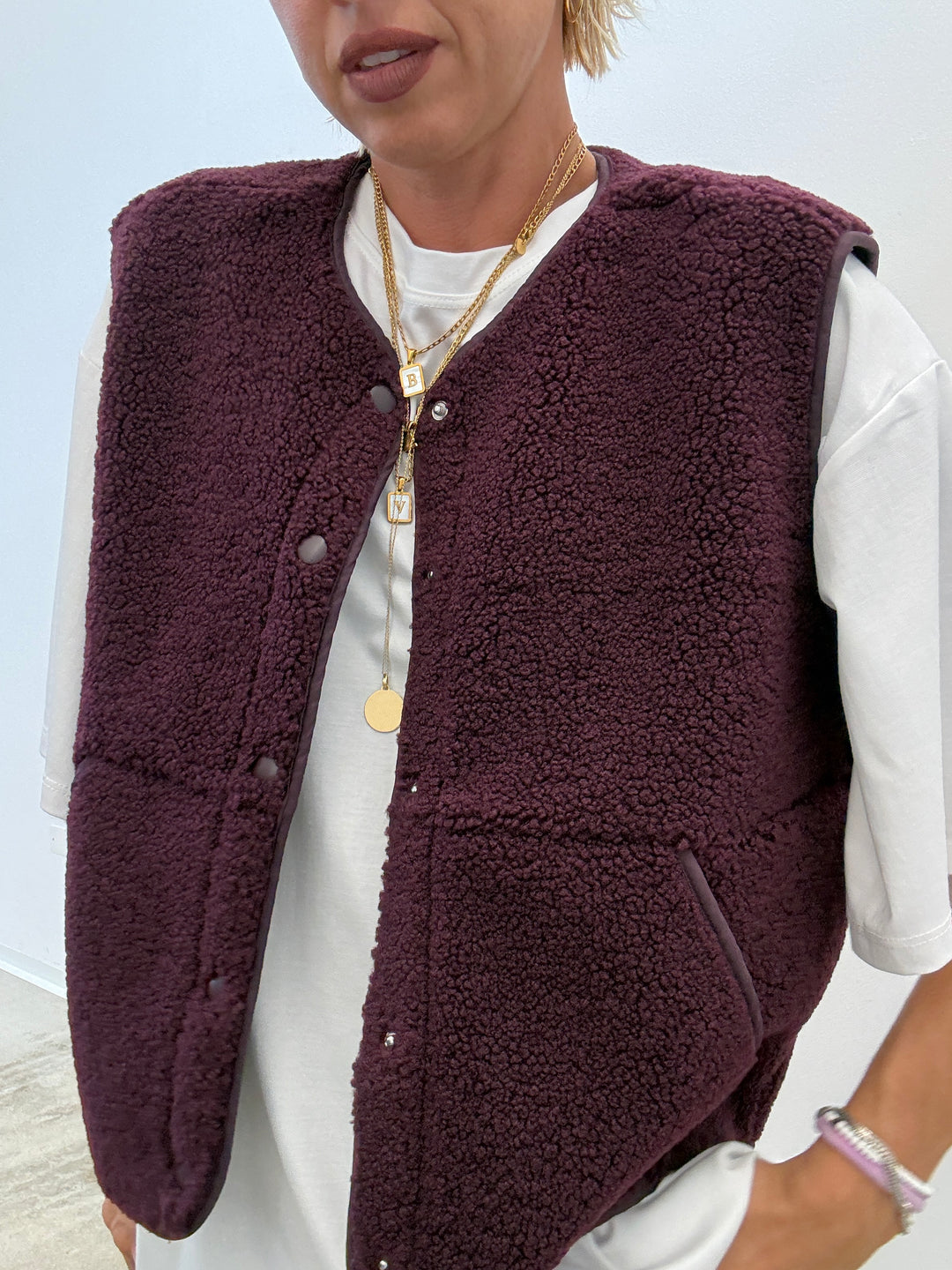GILET TEDDY BORGOGNA
