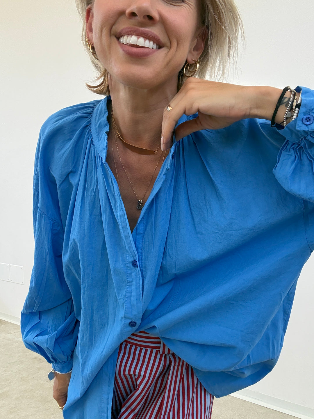 CAMICIA MUSSOLA AZZURRO