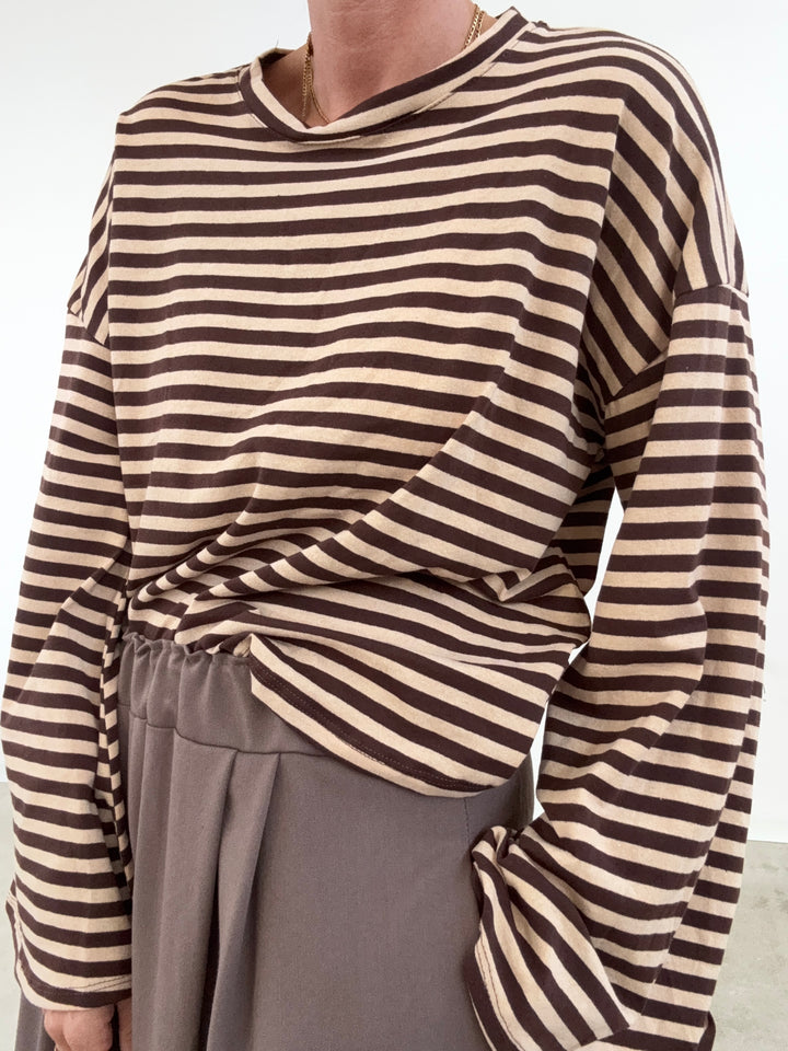 TSHIRT CAMILLA RIGHE MORO/CREMA