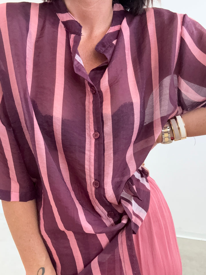 CAMICIA GIOVI RIGA MELANZANA/ROSA