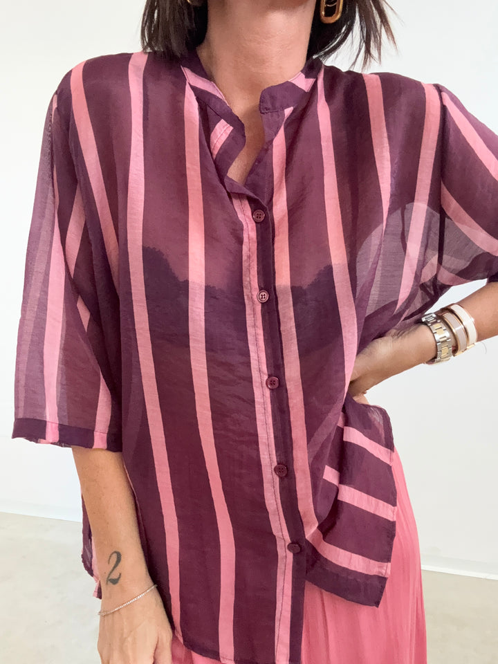 CAMICIA GIOVI RIGA MELANZANA/ROSA