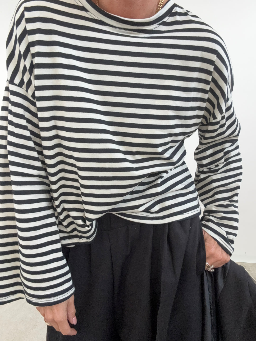 TSHIRT CAMILLA RIGHE BIANCO/NERO