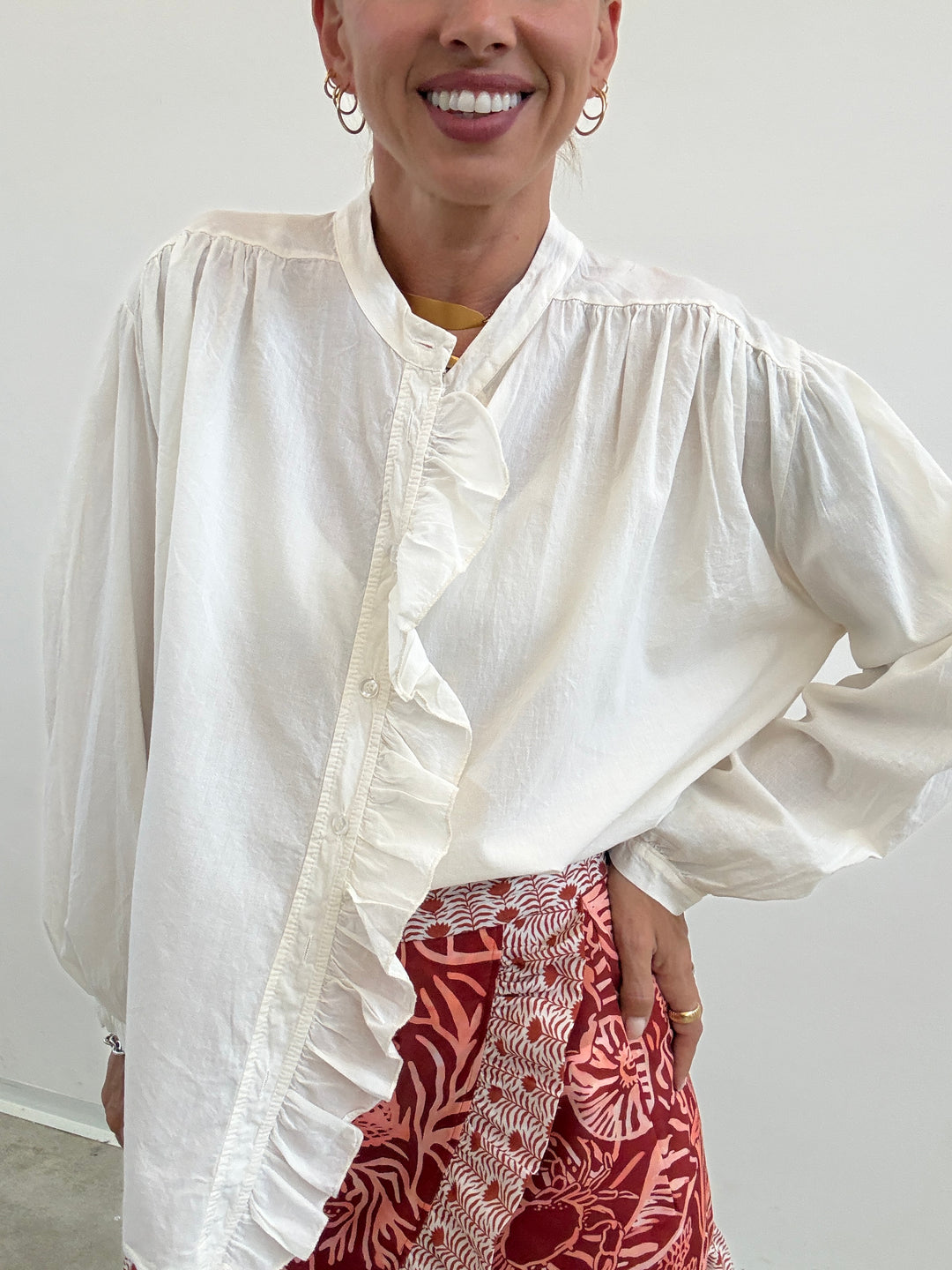 CAMICIA MUSSOLA LATTE ROUCHES
