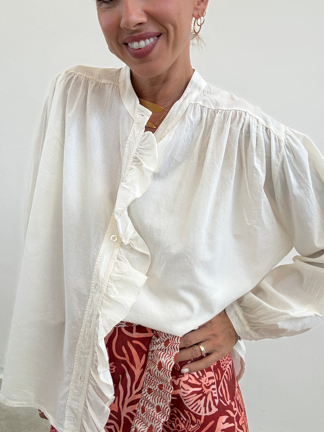 CAMICIA MUSSOLA LATTE ROUCHES