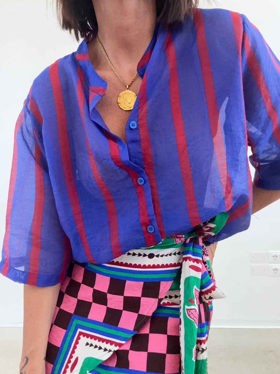 CAMICIA GIOVI RIGA BLU/ROSSO