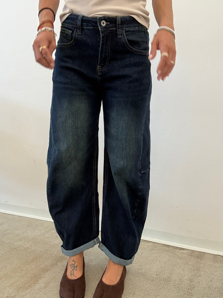 DENIM ANITA BARREL STONEWASH BLU SCURO