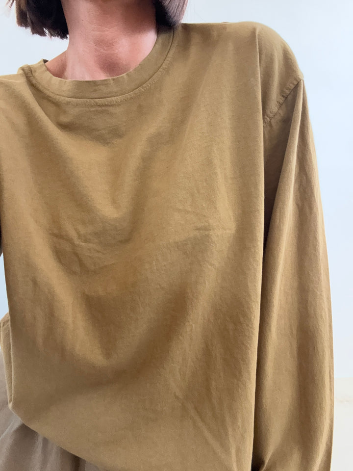 TSHIRT OVER BASIC MANICA LUNGA MASTICE