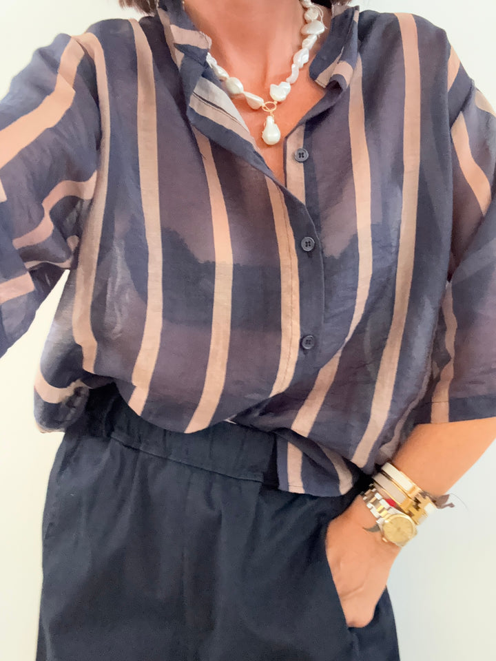 CAMICIA GIOVI RIGA BLU/BEIGE