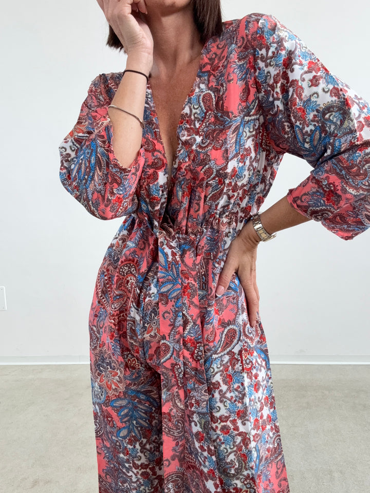 JUMPSUIT DELHI BIANCO/FRAGOLA