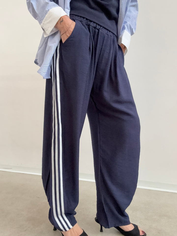 PANTA AISHA VISCOSA BLU/BIANCO