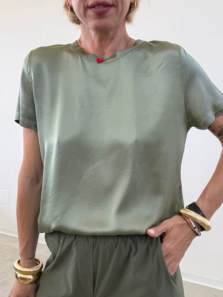 TSHIRT BETTA SATIN MILITARE