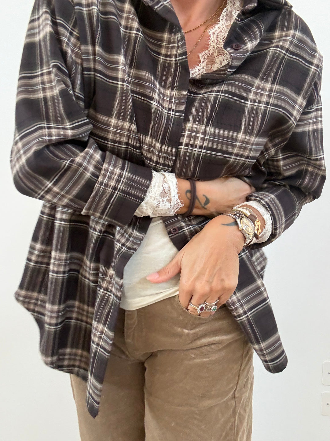 CAMICIA MIRTA CHECK MORO/BEIGE
